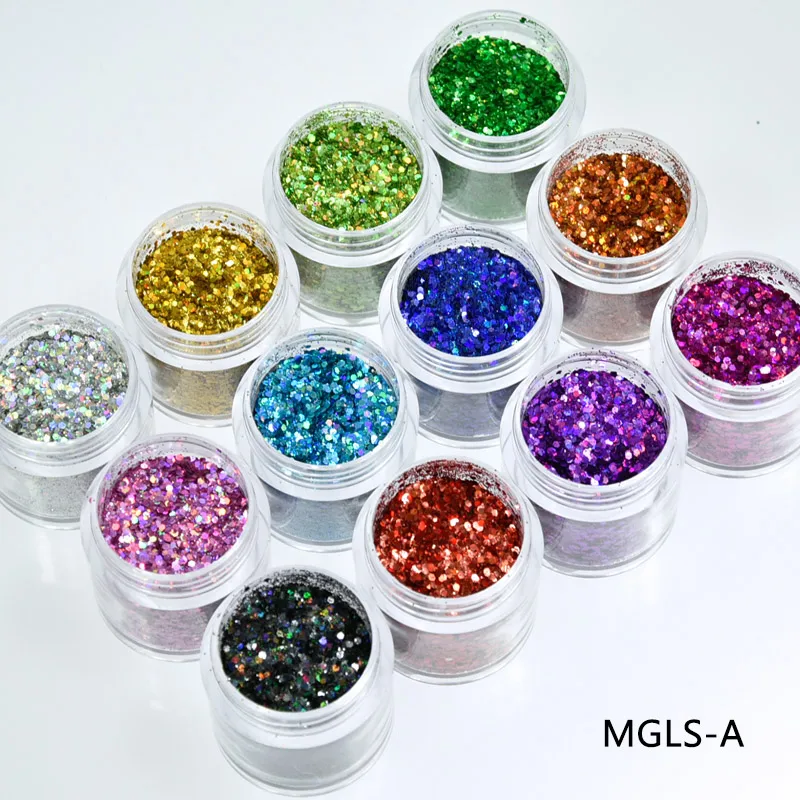 

1 Bottle Laser Gold Silver Mix Size Nail Art Glitter Sequins DIY Sparkly Paillette Tips Charm Pigment Flakes Gel Nail Decoration