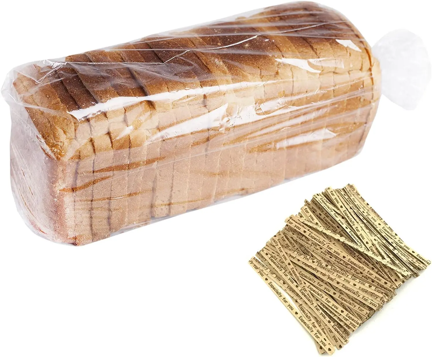 

100 Pack Bread Bags with Ties, 18x4x8 Inches, Reusable Plastic Loaf Storage for Homemade Gifts