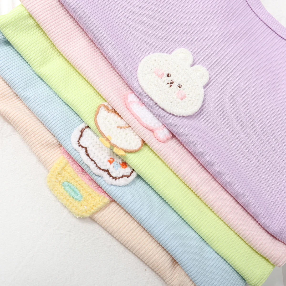 Summer Soft Cotton Kids Sleeveless Camisole Cute Cartoon Candy Color Tank Top For Baby Girls Daily Outer & Base Wear