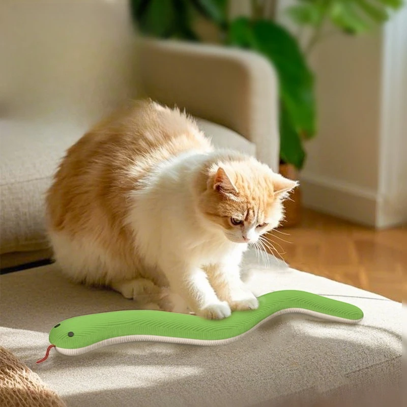 Katzenspielzeug Schlange Interaktives Kätzchen-Kauspielzeug Plüsch-Katzenspielzeug Bissresistent Zahnreinigung Katzenspielzeug mit Geräuschen
