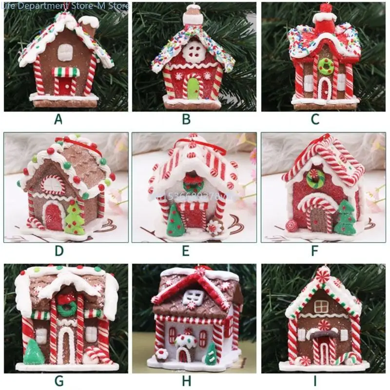 Kerst PVC Klei Peperkoek Huis Hangende Ornament Vakantie Decoratie