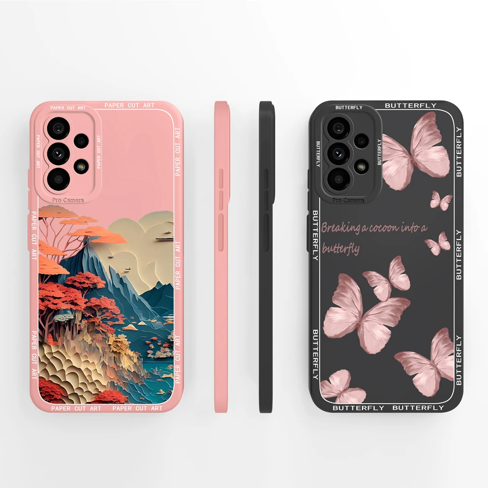 Case For Samsung Galaxy A53 5G Beautiful Mountain Butterfly Liquid Protective Soft Silicone Bumper For samsung a53 Coque Funda