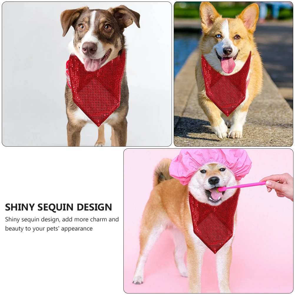 

2 Pcs Dog Neck Cover Bandana Bandanas Puppy Neckerchief Bandans Pet Scarves Shiny Decoration Scarf