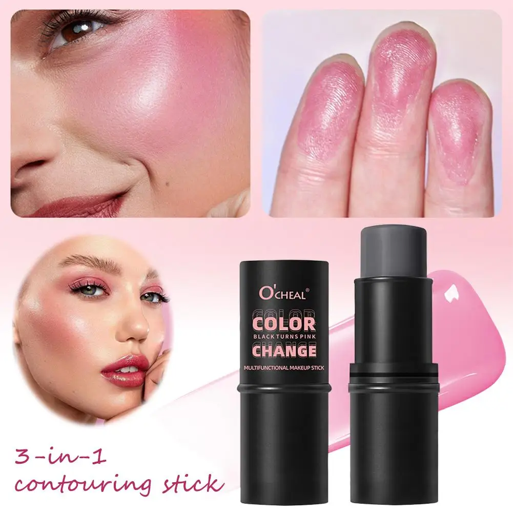 Colorete Facial 3 en 1, Varita hidratante de larga duración, pegatina de belleza mate para mejillas, maquillaje, lápiz labial, nuevo contorno U7P8