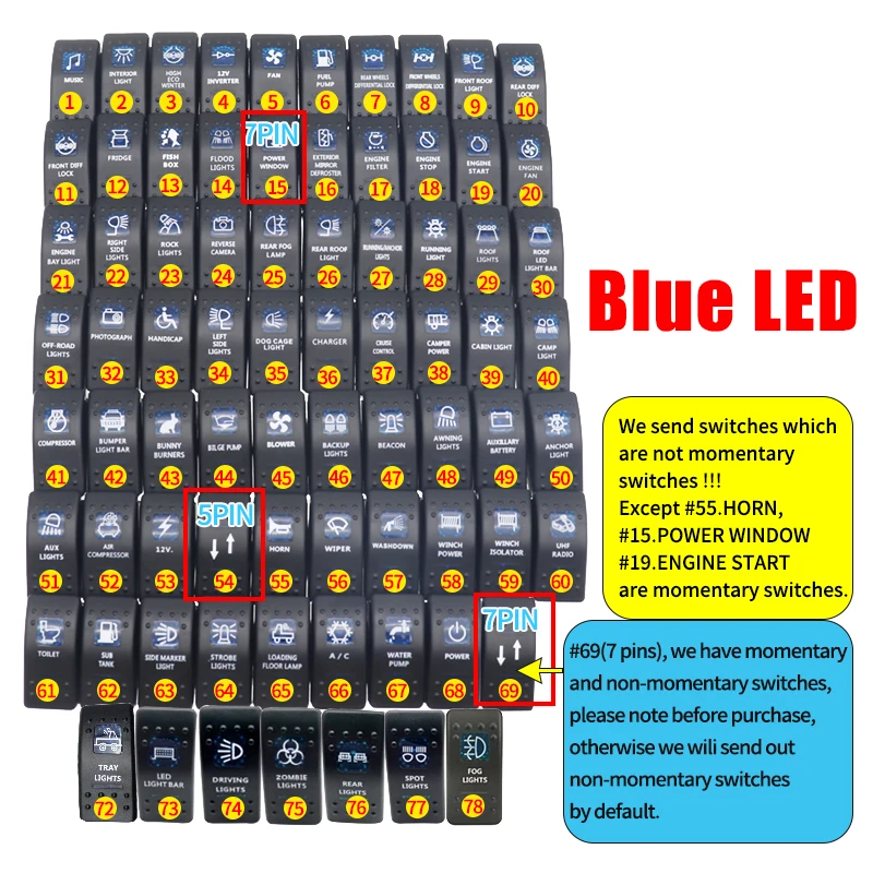 KAOLALI 6 Gang Toggle Switch ON-OFF IP65 Waterproof 12V 24V LED Rocker Switch Panel for Boat RV Car Vehicles Truck Trailer Yacht (Blue KAOLALI 6 Gang Toggle Switch ON-OFF IP65 Waterproof 12V 24V LED Rocker Switch Panel for Boat RV Car Vehicles Truck Trailer Yacht (Blue