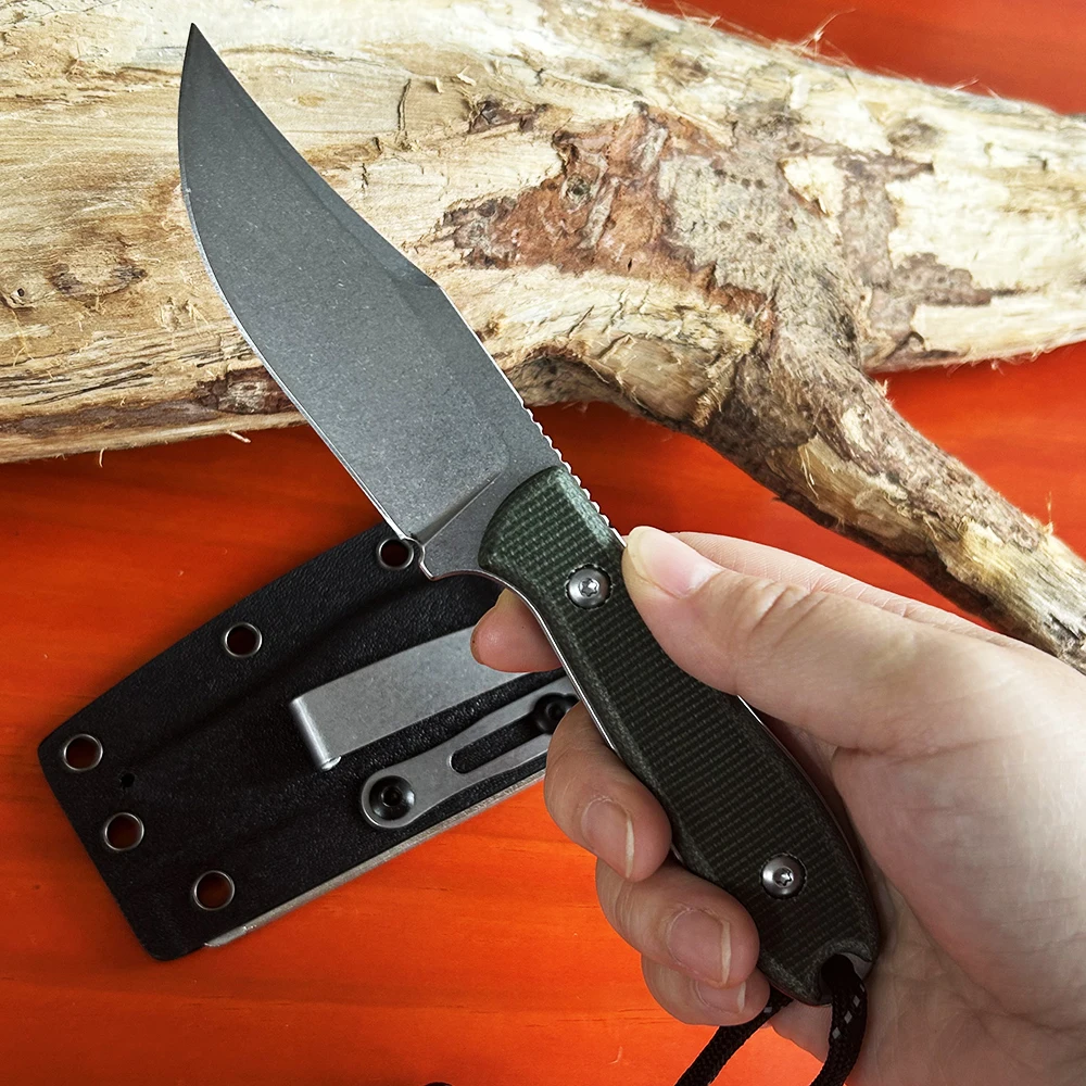 D2 Camping Fixed Blade Knife Outdoor Wilderness Survival Hunting Knives EDC Defense Multipurpose Tool with Kydex sheath knife