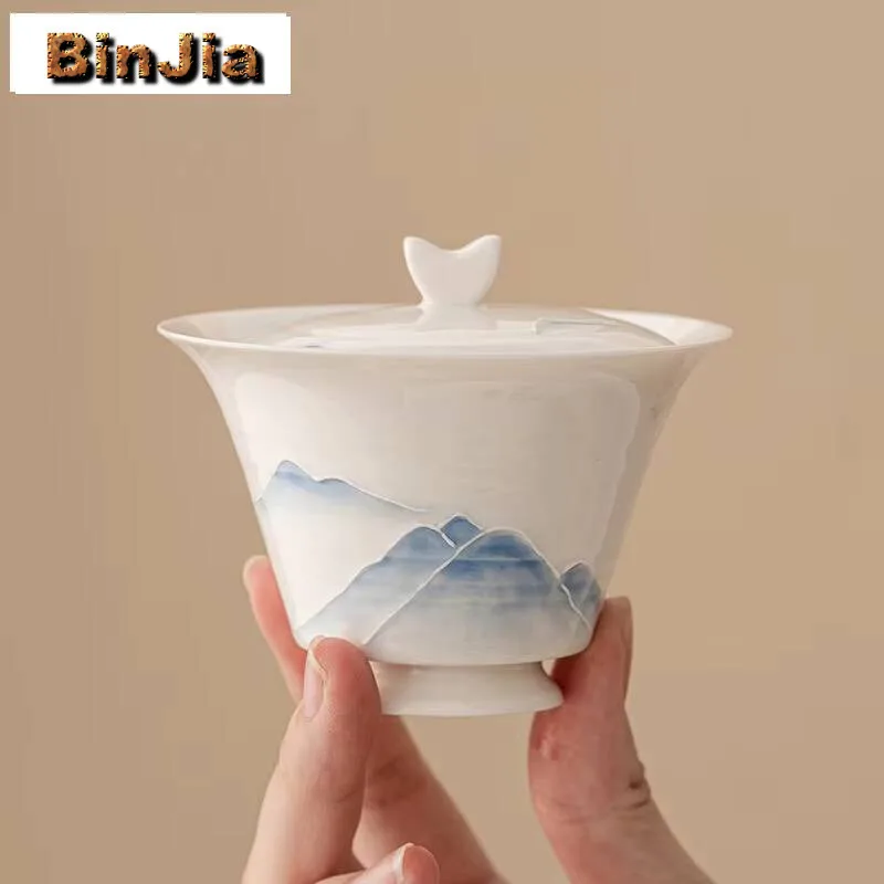 

80 мл ручная роспись белый фарфор Гавань Дзен Distant Hill Ercai чайная варенья бытовая крышка для пивоварения чаша чайная посуда украшения ремесло