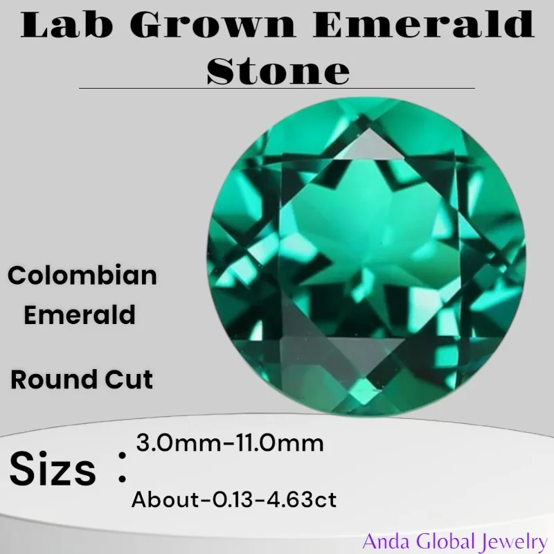 

Lab Grown Colombian Emerald Stone Hydrothermal Hand-cutting Round Cut Synthetic Emerald Stone with AGLCertificate Daily Matching
