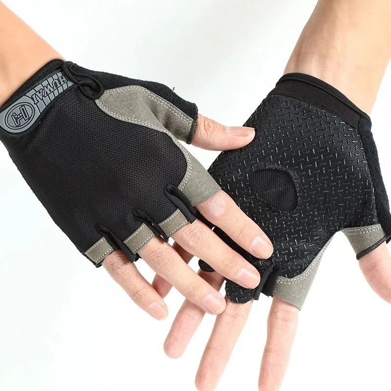 Gants de moto anti-ALD pour hommes et femmes, anti-choc élastique, demi-doigt, respirant, fitness, cyclisme, vélo