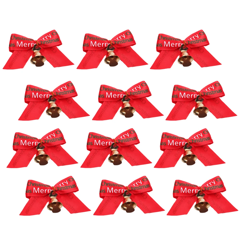 

Bell Bow Ribbon Classic Christmas Ornaments Garland Decorative Jesus Present Packaging Decoration