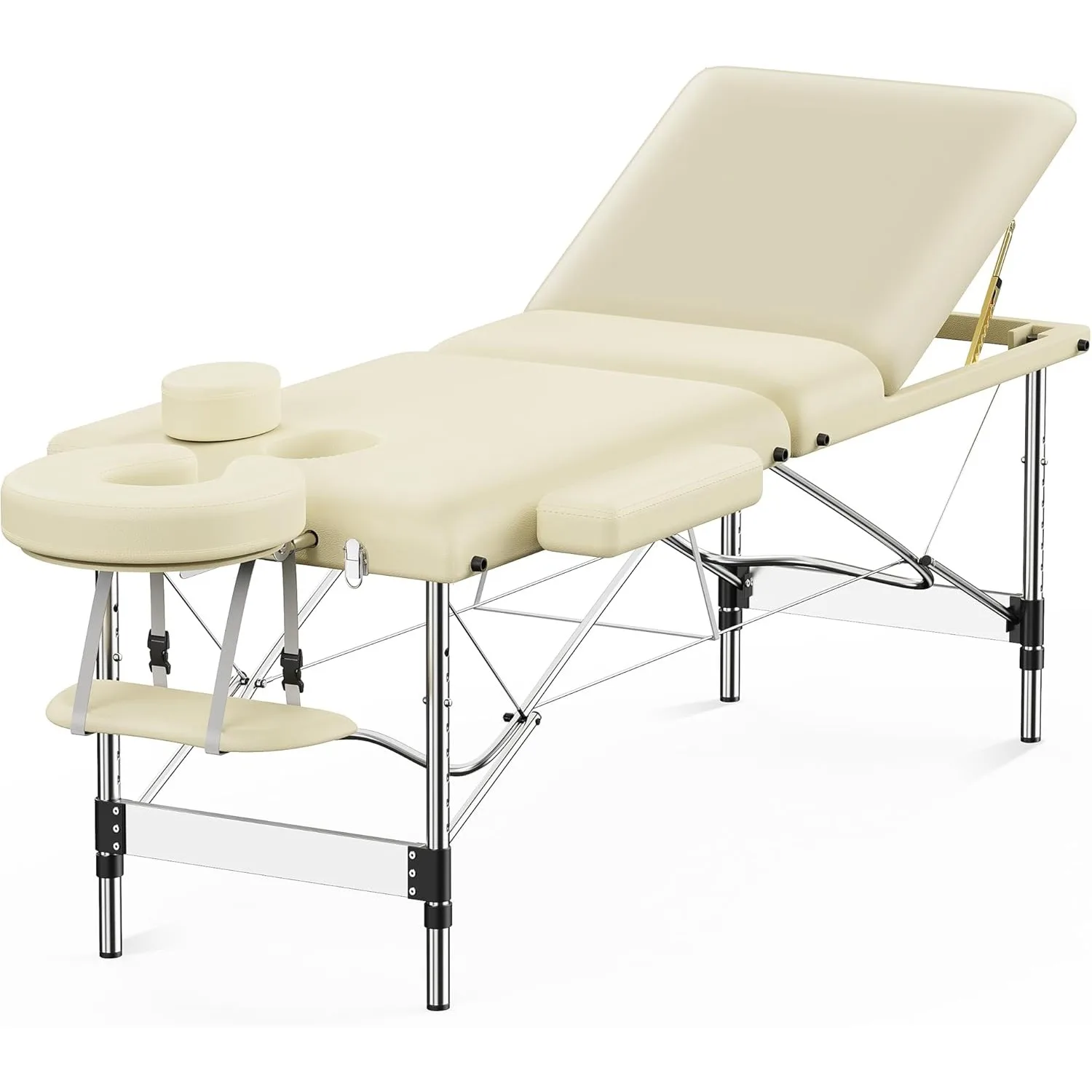 プロの調整可能なアルミニウムマッサージテーブル,3つのリクライニングセクションを備えたまつげベッド,長さ84インチ,幅24インチ
