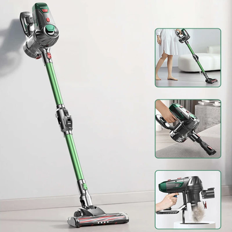 مكنسة كهربائية محمولة لاسلكية 15kPa شفط قوي بطارية قابلة للإزالة إضاءة LED 40 دقيقة وقت التشغيل منظف أرضيات المنزل