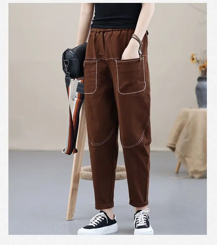 Harlan Jeans Women's New Trend Loose Oversized Casual Pants Fat Mm Stretch Slimming Versatile Work Pants Stylish