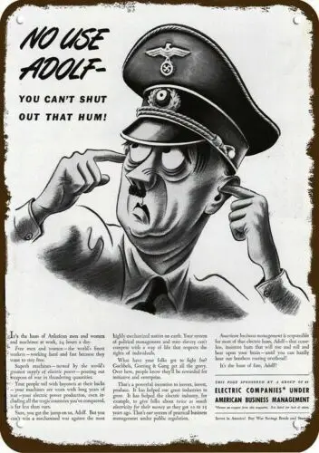 1942 ELECTRIC CO. Vintage Look DECORATIVE METAL SIGN - ADOLF HITLER - Art