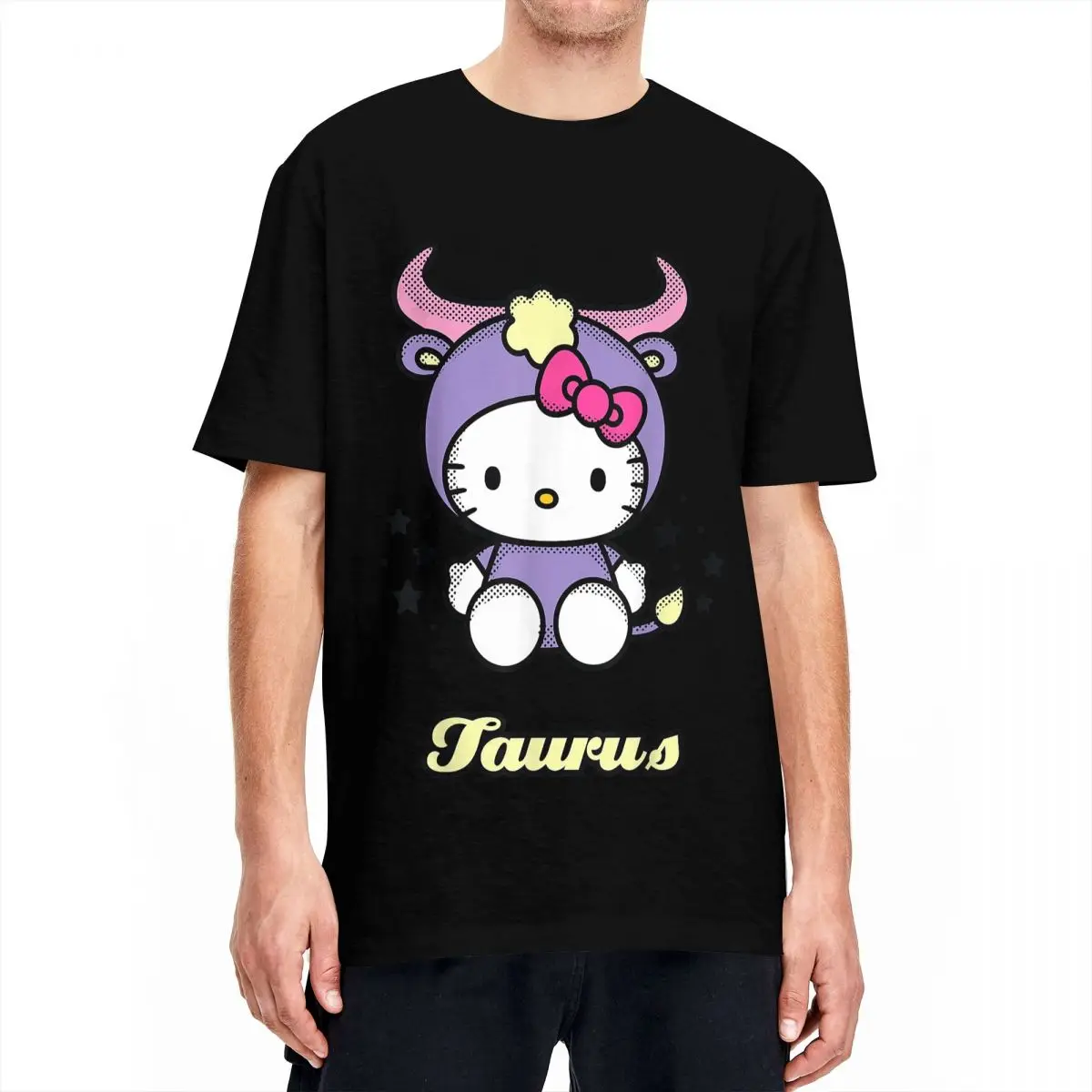 Hello Kitty Zodiac Taurus Men Women's T Shirts Cool Tees Short Sleeve O Neck T-Shirt 100% Cotton Gift Idea Clothing