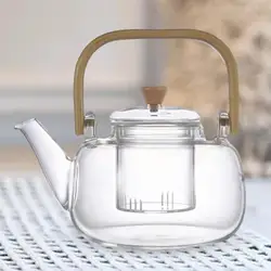 Glass Teapot Transparent Stoves Boiled Tea Hand Blowing with Removable Infuser