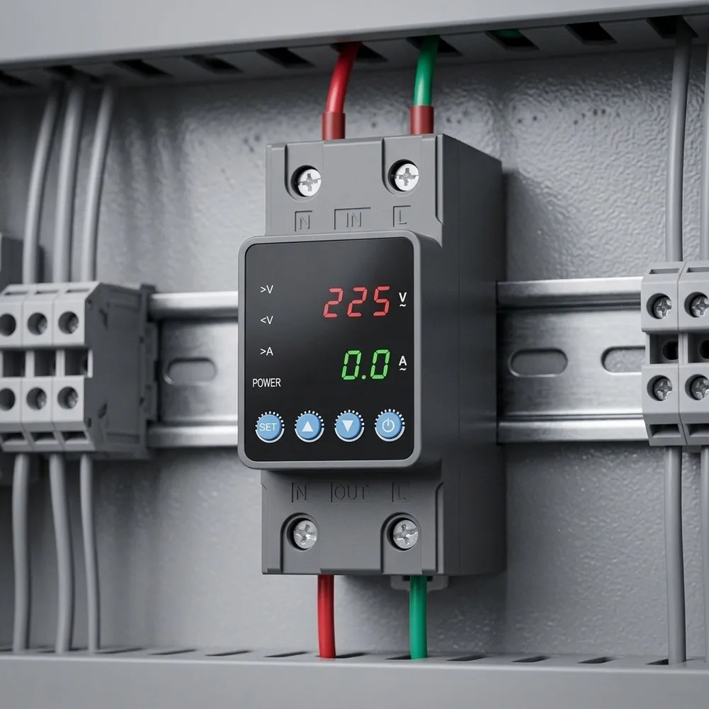 Adjustable Voltage Protector Circuit Breaker AC For DIN Rail Voltage Regulator Undervoltage Overvoltage Protection