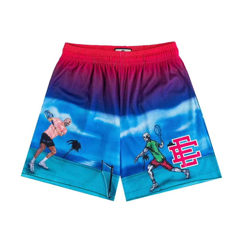 

Новинка 2025 года, EE Eric Emanuel, базовые сетчатые короткие классические спортивные шорты с цветочным принтом, мужские спортивные пляжные шорты для баскетбола, мужские шорты