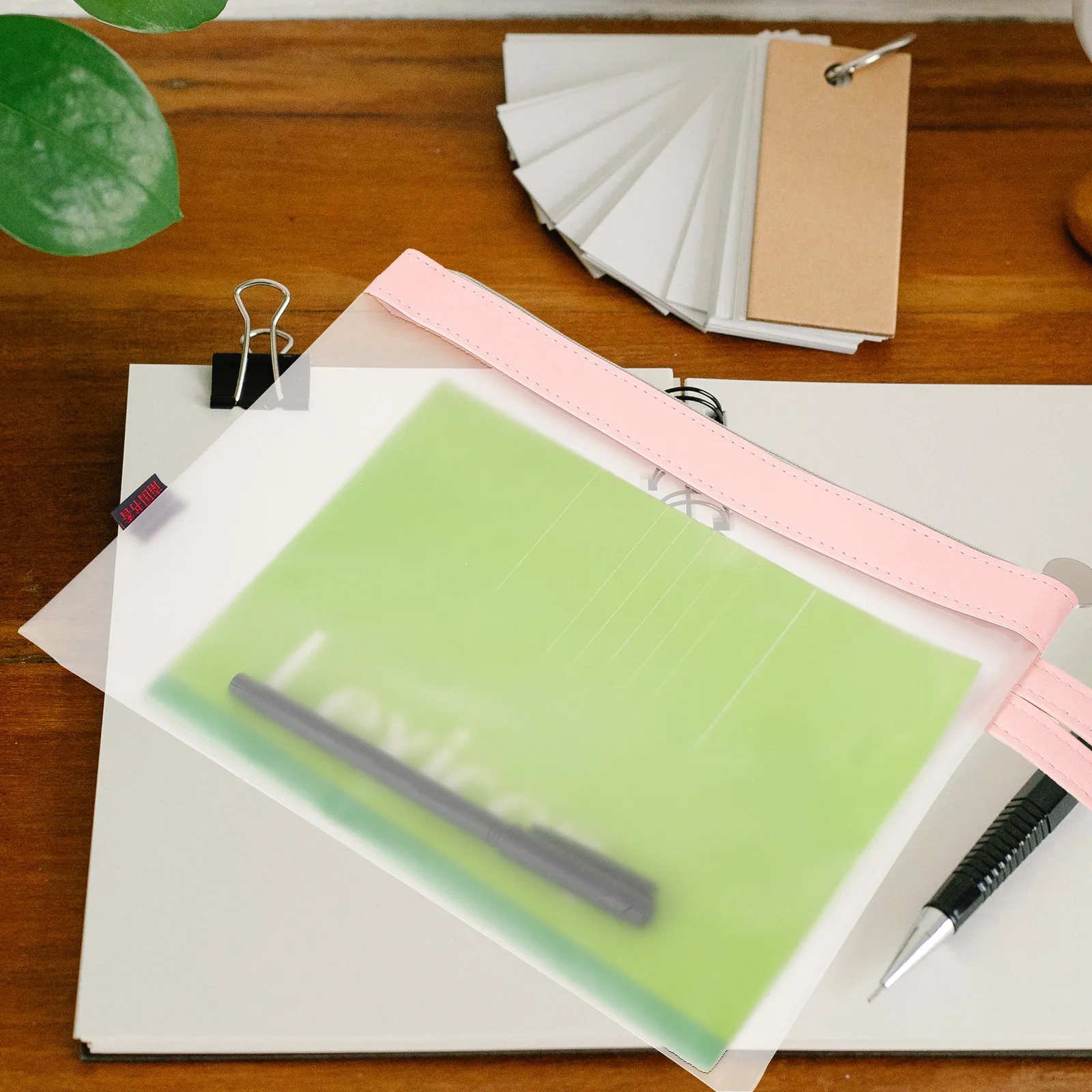 

Large Clear TPU Makeup Bag A5 Pink Waterproof Zipper Pouch Document ganizer Travel Storage Project Bag File Folder Teacher