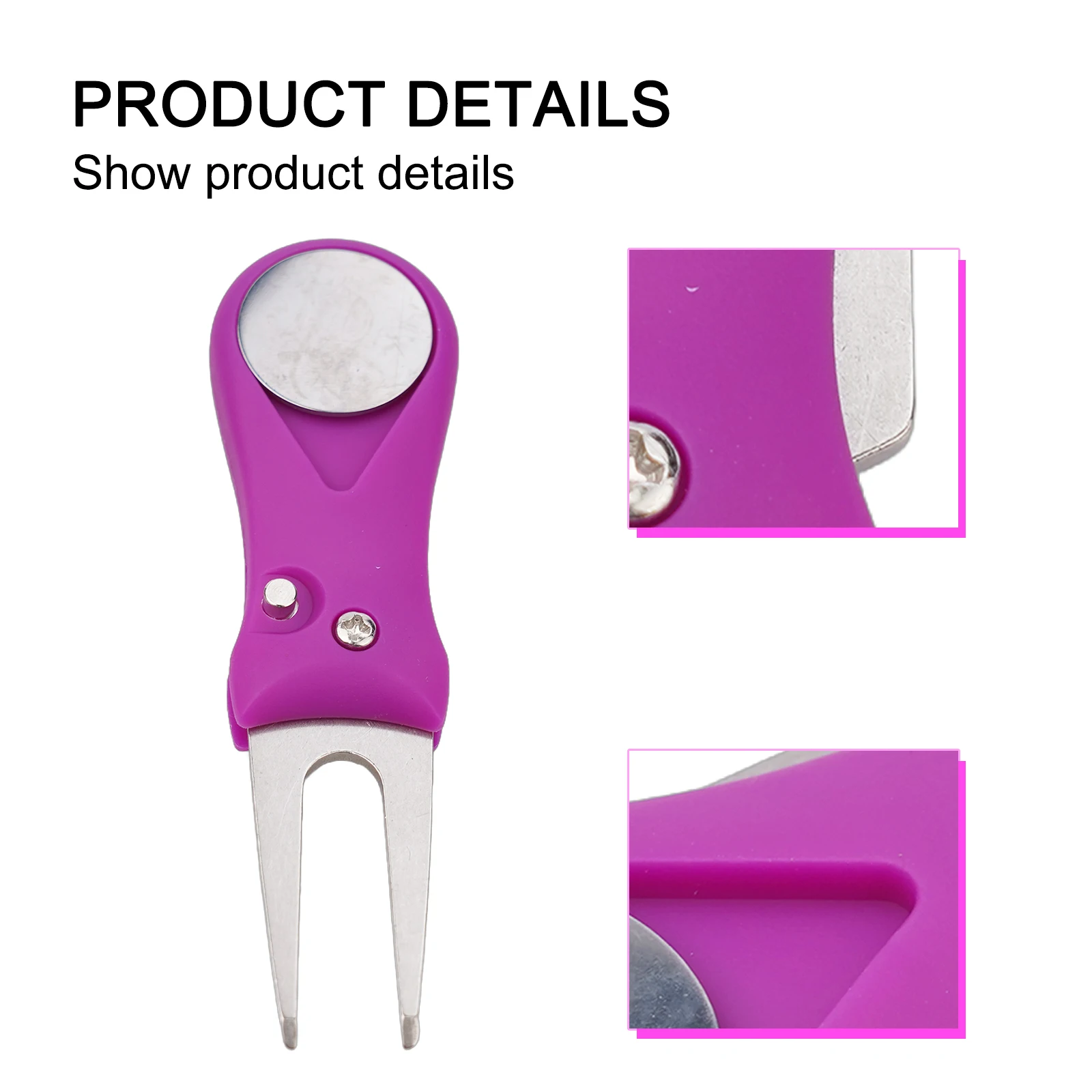 1Pc Golf Divot Tool Met Magnetische Bal Marker Kop Groove Reiniger Abs Zinklegering Pu Coating Zwarte Golfaccessoires