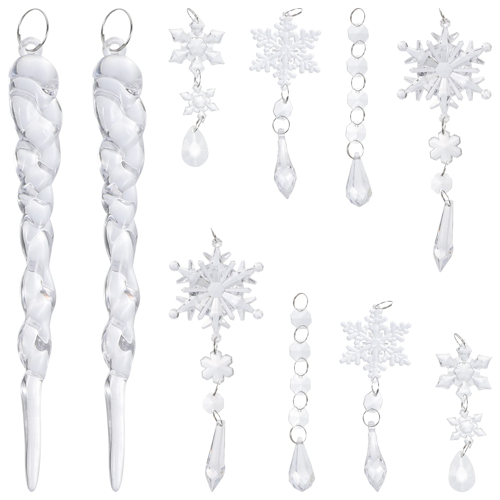 

10 Pcs Transparent Acrylic Snowflake naments for Christmas Tree Hanging Decor Xmas DIY Pendant Festive Reusable Christmas