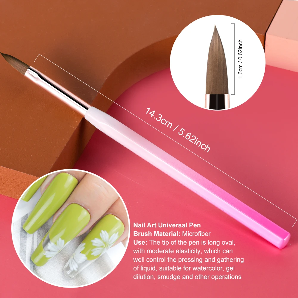 Pennello per unghie per set di pennelli per gel per manicure, disegno a strisce, kit di pennelli per gel per intaglio in polvere liquida acrilica professionale