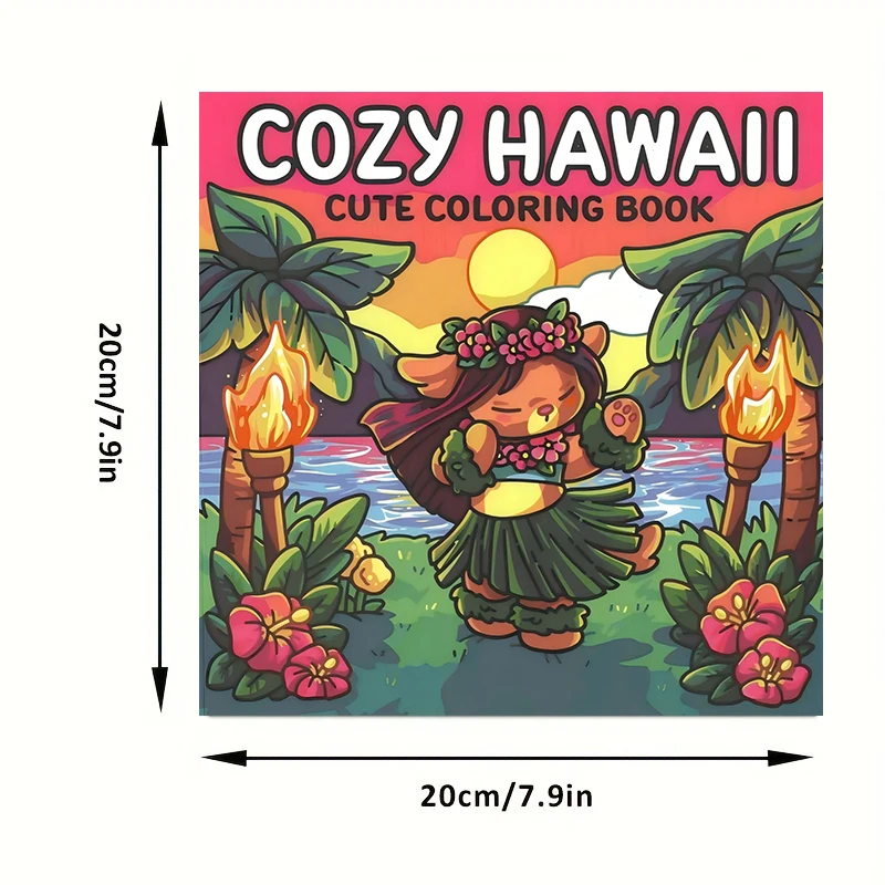 Libro para colorear estilo Hawaii de 28 páginas para adultos |   Libro para colorear, útiles de dibujo para Navidad, Acción de Gracias