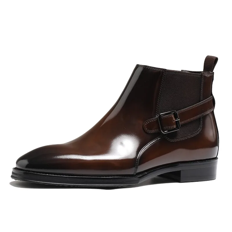 

British Chelsea Boots Men's Business High Top Shoes Male Fashion Commuting Office Formal Casual Genuine Leather Business Boots