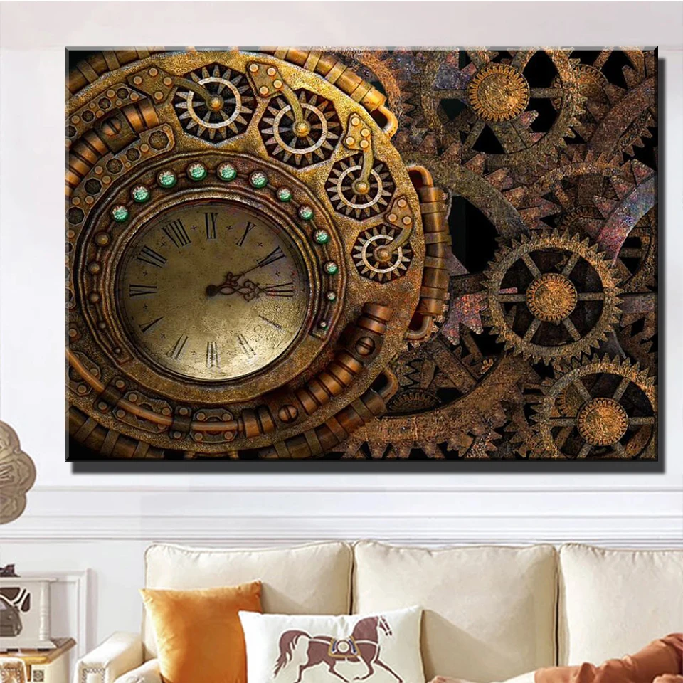 5D Diamond Painting Steampunk Clock Cross Stitch Kit Diamond Embroidery Abstract Picture Rhinestones Sale Mosaic Art Home Decor