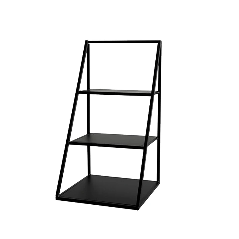 3-Layer Storage Rack Wrought Iron Cake Stand Dessert Stand Jewelry and Perfume Display Stand for Desktop-Black