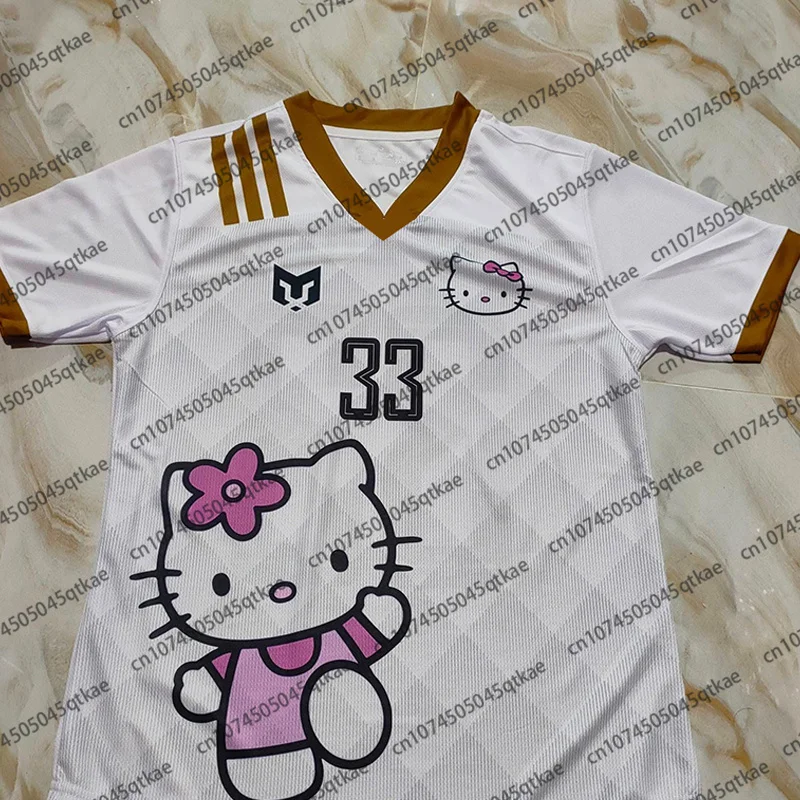 

Special Edition Sanrio Hello KItty 3D Print Football Jersey V-neck Breathable Sport Tee Men Women Training TShirt Streetwear Top