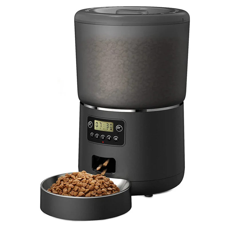 Automatic Cat Feeders, 4L Timed Cat Dry Food Dispenser, Dual Power Supply, Programmable Portion Size, Auto Pet Feeder