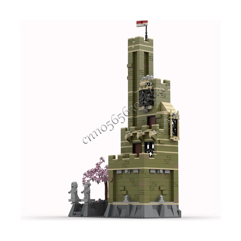 1323개 조각 하우스 스트리트 중세 산성 성 MOC 맞춤형 모듈식 블록 모델 창의적 디자인 DIY 생일 장난감 선물