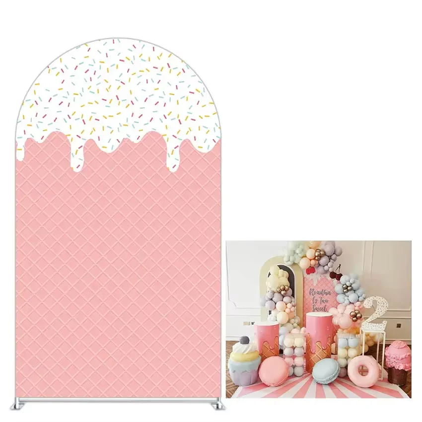 Mehofond مخصص 2-الجانب الآيس كريم موضوع الحلوى الفتيات حفلة عيد ميلاد استحمام الطفل يغطي كيارا قوس جدار خلفية ديكور خلفية
