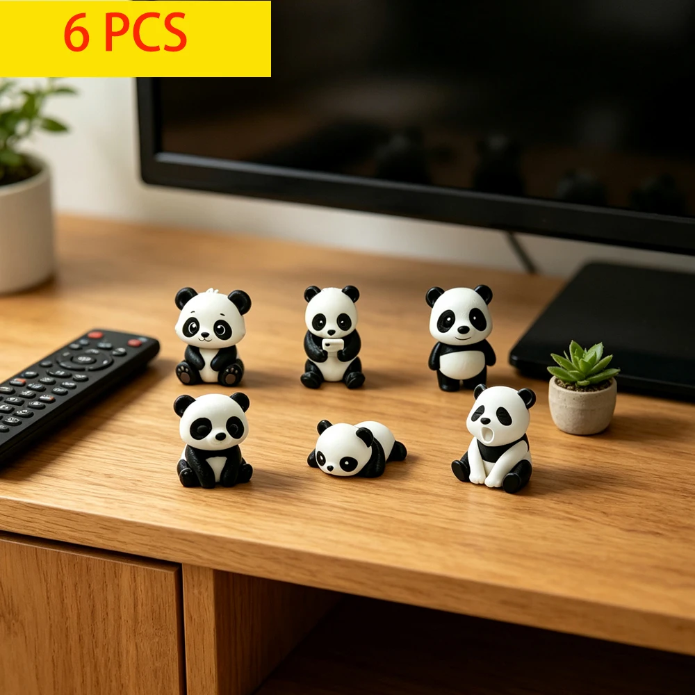 6pcs Panda collectible Ornaments Figurine,Durable Plastic,Outdoor Decoration,Car Ornament, Cute Aggressive Collectible Gift