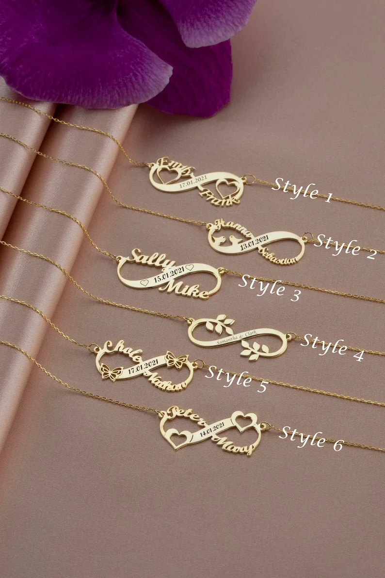 

Infinity Name Necklace Personalized Gold Necklace for Women Customized Love Jewelry Gift for Her Mothers Day Gifts