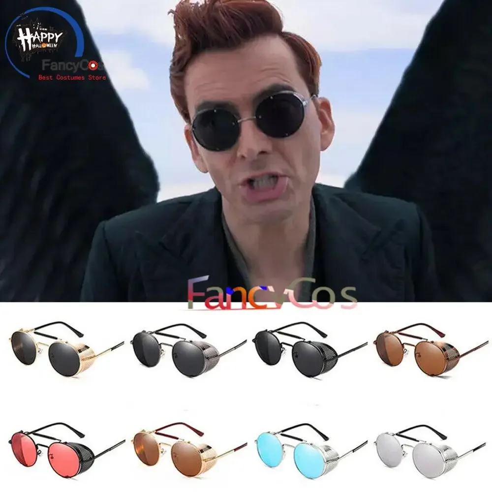 Good Omens Sunglasses Cosplay Demon Glasses Devil Crowley David Tennant 1:1 Black Sunglasses Sunlight Mirror Cosplay Unisex Men