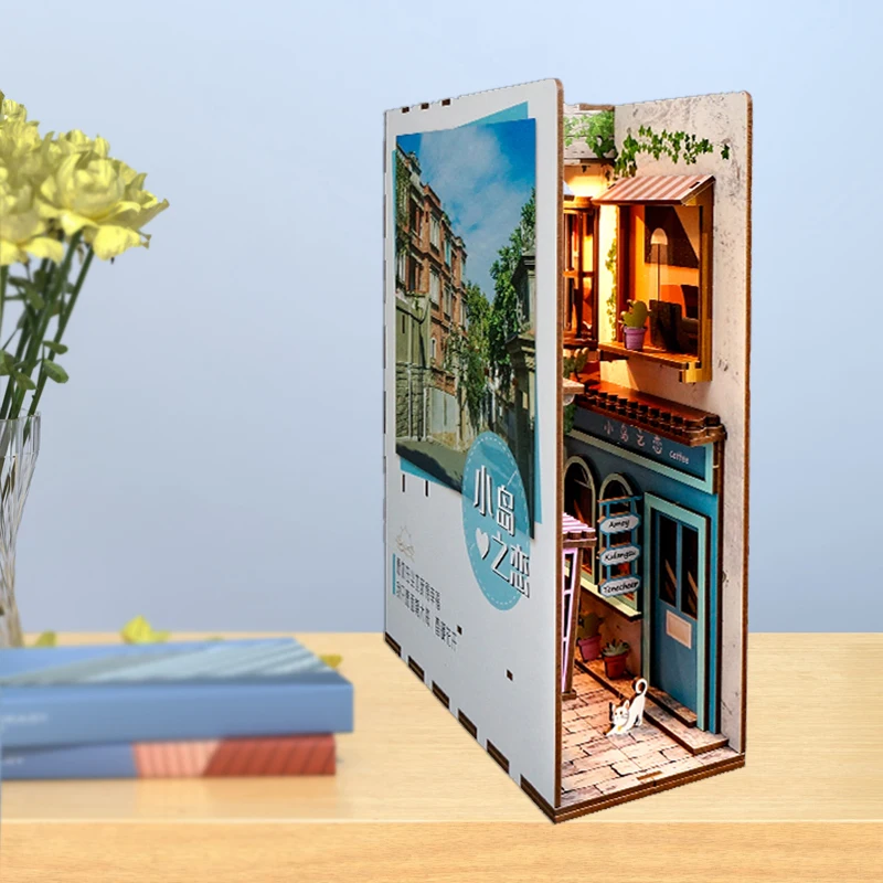 

Miniatures Bookshelves Doll House Book Nooks Chinese decoration Items Roombox Children's Bookcase Dollhouse Furniture DIY Kit