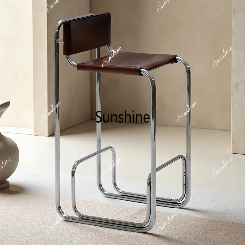 

Stainless Steel Dining Bar Chair Nordic Elegant Bars Stools Comfortable Backrest Island Barstool Modern Luxury Kitchen Barstools