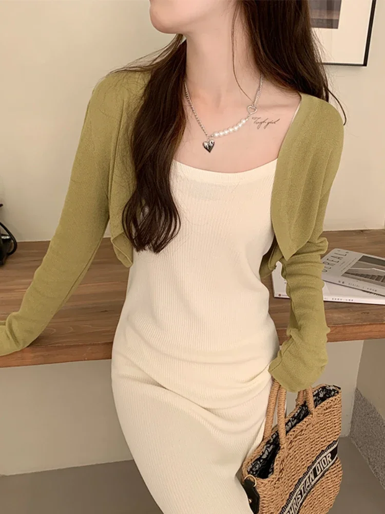 

2025 ZJAISS Белый летний кардиган с завязками, женский сексуальный прозрачный тонкий укороченный топ с длинными рукавами, женские шикарные универсальные короткие футболки Mujer