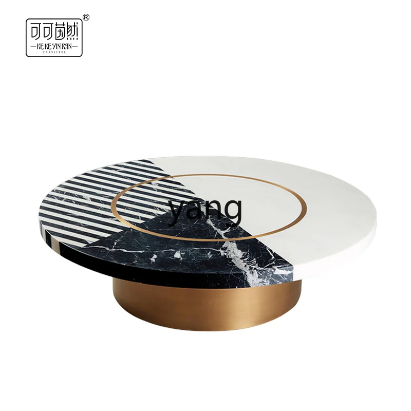 Yjq Light Luxury round Metal Marble Coffee Table Home Creative Personality Tea Table Model Room Reception Table