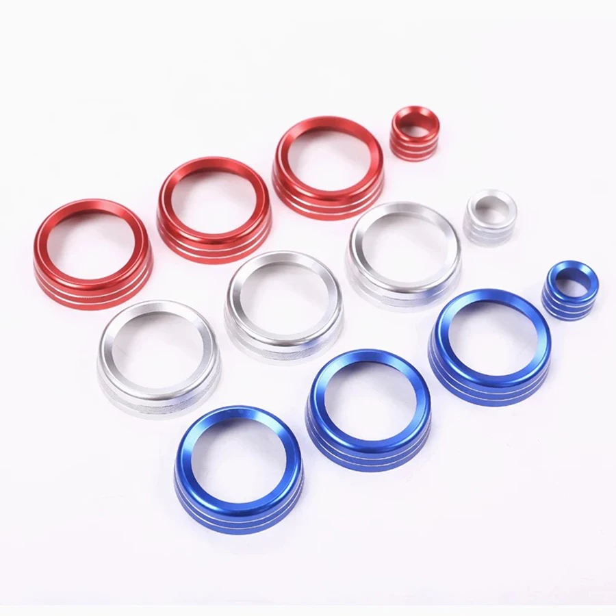 4Pcs Center Air Conditioning Volume Knobs Audio Circle Cover Trim Car Ring For Land Rover Discovery Sport 2015 2016 2017 2018