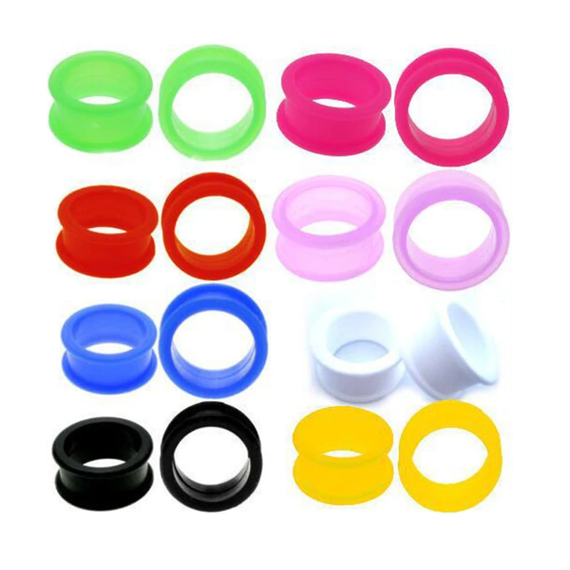 silicon flesh tunnel 625 mm preto branco rosa roxo ear plugs estilo grosso expansor moda body piercing joias atacado 01