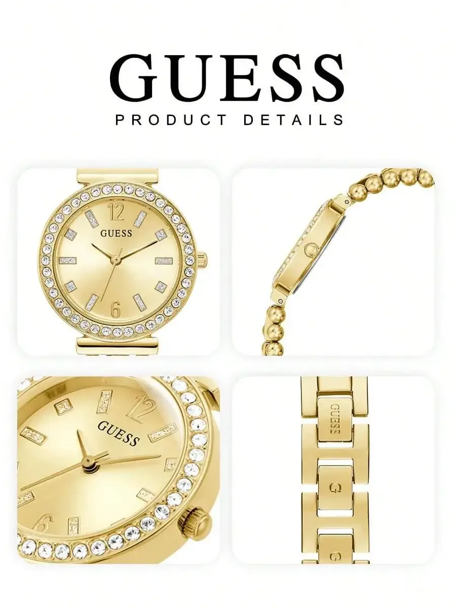 Guess Women's Quartz Watch, Stainless Steel Case, Diamond-Encrusted, Suitable For Daily Wear, Perfect Gift For New Year And
