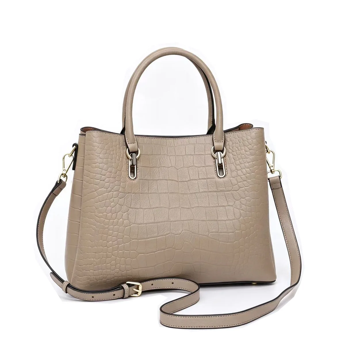 Women Crocodile Pattern Genuine Leather Handbag 2026 New Top Handle Tote Bag Ladies Cow Leather Crossbody Satchel Purse