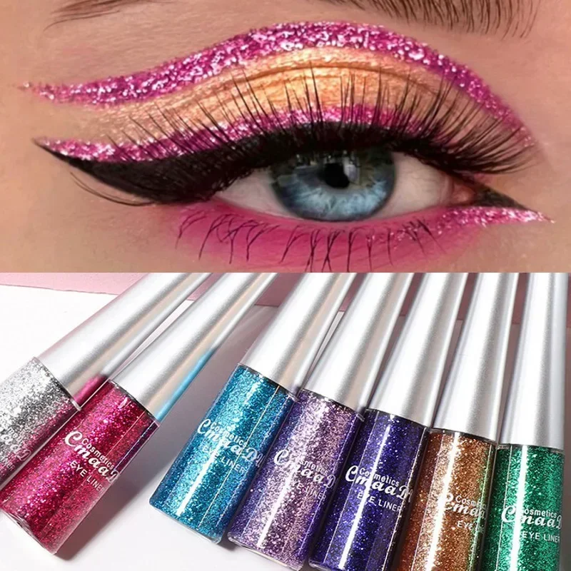 Glitter Liquid Eyeliner Pen Pearlescent Sequins Diamond Bright Shining Eyeliner Waterproof Lasting Eye Shadow Women Cosmetics