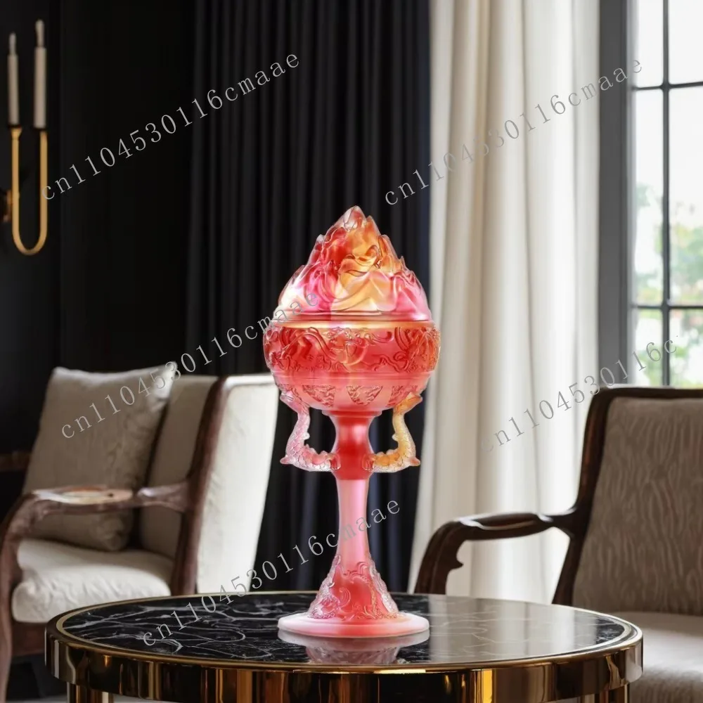 2025 New Design Luxury Glass Incense Burner Bonsan Mountain Zen Buddhist Temple Decor Crystal Glazed Craft Other Crystal Crafts