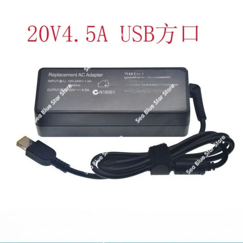 Laptop Power Adapter USB Square Port 20V 4.5A 90W Suitable for Lenovo Notebook Charger 90W