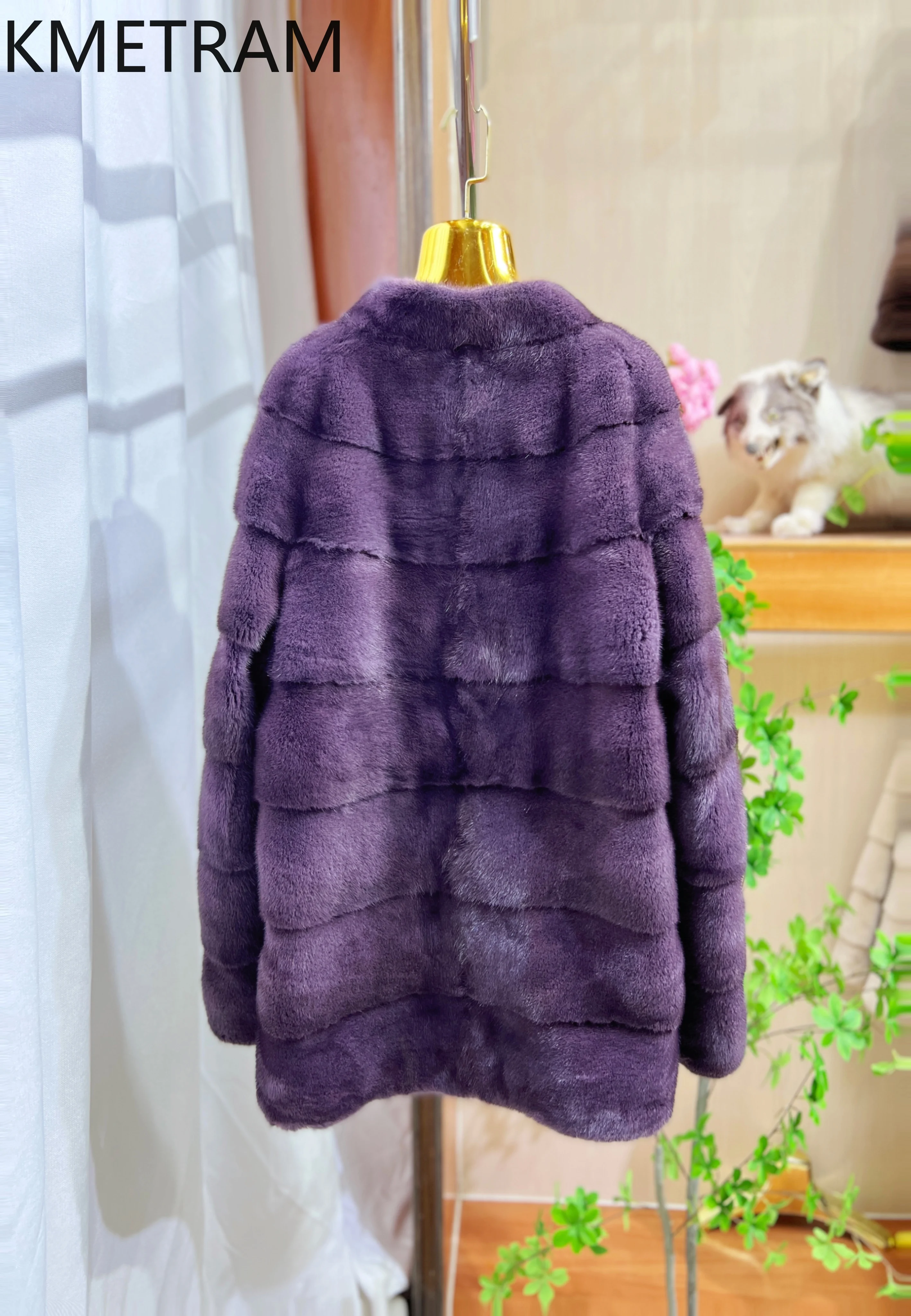 100% Whole Mink Fur Coat Woman Luxury V-neck Purple Real Fur Jacket Women High Quality Winter Clothes Furry Jackets 2025 шуба