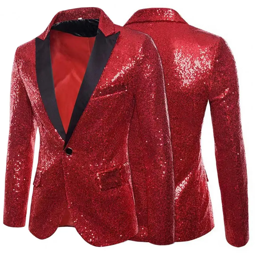 Shiny Sequins Glitter Embellished Blazer Jacket Men Blazer Event Host Shiny Sequins Suit Jacket Singers Workwear Stage Clothes